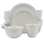 Gibson Home 16-Piece Siam Stoneware Dinnerware Set, White