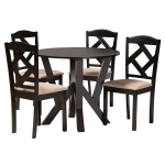 Baxton Studio Riona 5-Piece Dining Set, Sand/Dark Brown