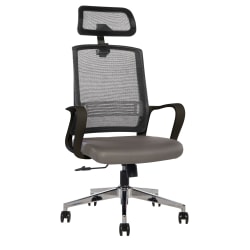 Eurostyle Crosby Faux Leather Low-Back Commercial Office Chair, Gray/Silver