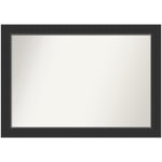 Amanti Art Non-Beveled Rectangle Framed Bathroom Wall Mirror, 29in x 41in, Corvino Black