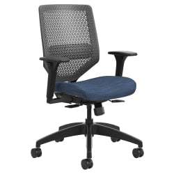 Sinfonia Song Ergonomic Mesh/Fabric High-Back Task Chair With Antimicrobial Protection, Loop Arms, Headrest, Black/Gray/Black