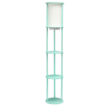 Simple Designs Round Etagere Floor Lamp, 62-1/2inH, White/Aqua