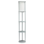 Simple Designs Round Etagere Floor Lamp, 62-1/2inH, White/Gray