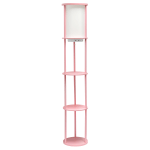 Simple Designs Round Etagere Floor Lamp, 62-1/2inH, White/Light Pink