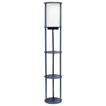 Simple Designs Round Etagere Floor Lamp, 62-1/2inH, White/Navy