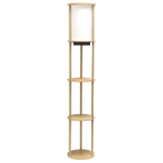 Simple Designs Round Etagere Floor Lamp, 62-1/2inH, White/Tan