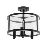 Lalia Home 3LT Glass And Metallic Accented Semi-Flushmount Lamp, 13inW, Clear Shade/Black Base