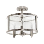 Lalia Home 3LT Glass And Metallic Accented Semi-Flushmount Lamp, 13inW, Clear Shade/Brushed Nickel Base