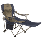 Kamp-Rite Chair With Removable Footrest, Tan/Blue