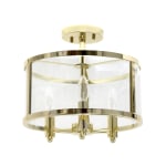 Lalia Home 3LT Glass And Metallic Accented Semi-Flushmount Lamp, 13inW, Clear Shade/Gold Base