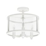 Lalia Home 3LT Glass And Metallic Accented Semi-Flushmount Lamp, 13inW, Clear Shade/White Base