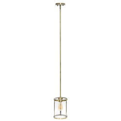 Lalia Home 1-Light Adjustable Hanging Cylindrical Glass Pendant Fixture, 6-3/4inW, Clear Shade/Antique Brass Base