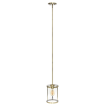 Lalia Home 1-Light Adjustable Hanging Cylindrical Glass Pendant Fixture, 6-3/4inW, Clear Shade/Antique Brass Base