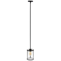 Lalia Home 1-Light Adjustable Hanging Cylindrical Glass Pendant Fixture, 6-3/4inW, Clear Shade/Black Base