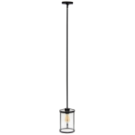 Lalia Home 1-Light Adjustable Hanging Cylindrical Glass Pendant Fixture, 6-3/4inW, Clear Shade/Black Base