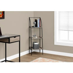 Monarch Specialties 48inH 3-Shelf Backless Metal Bookcase, Dark Taupe/Black