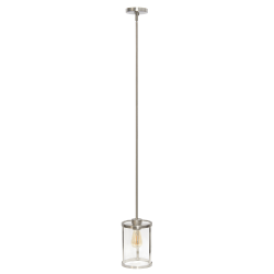 Lalia Home 1-Light Adjustable Hanging Cylindrical Glass Pendant Fixture, 6-3/4inW, Clear Shade/Brushed Nickel Base