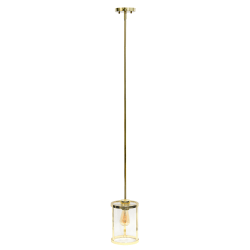 Lalia Home 1-Light Adjustable Hanging Cylindrical Glass Pendant Fixture, 6-3/4inW, Clear Shade/Gold Base