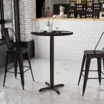 Flash Furniture Round Bar-Height Table With X-Style Base, 43-1/8inH x 30inW x 30inD, Black