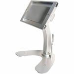 CTA Digital Dual Security Kiosk Stand With Locking Case & Cable Enclosure Anti-Theft For Tablet Aluminum Desktop