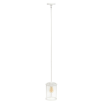 Lalia Home 1-Light Adjustable Hanging Cylindrical Glass Pendant Fixture, 6-3/4inW, Clear Shade/White Base