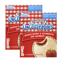 Smuckers Uncrustables Peanut Butter & Strawberry Sandwiches, 2 Oz, 10 Sandwiches Per Box, Pack Of 2 Boxes