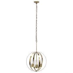 Lalia Home 3-Light Hanging Metal Globe And Clear Glass Ceiling Pendant, 18inW, Antique Brass