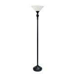 Elegant Designs 1-Light Torchiere Floor Lamp, 71inH, Restoration Bronze/Marbleized White