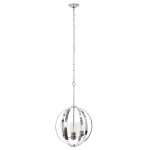 Lalia Home 3-Light Hanging Metal Globe And Clear Glass Ceiling Pendant, 18inW, Chrome