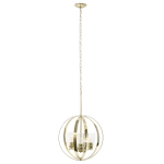 Lalia Home 3-Light Hanging Metal Globe And Clear Glass Ceiling Pendant, 18inW, Gold