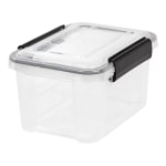 IRIS Weathertight Plastic Storage Container, 6.5 Quarts, 6 1/2in x 8 1/2in x 11 1/2in, Clear