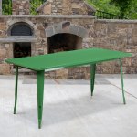 Flash Furniture Commercial Grade Indoor/Outdoor Metal Table, 29-1/2inH x 31-1/2inW x 63inD, Green