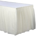 Amscan Plastic Table Skirts, Vanilla Creme, 21' x 29in, Pack Of 2 Skirts