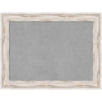 Amanti Art Magnetic Bulletin Board, Aluminum/Steel, 33in x 25in, Alexandria White Wash Wood Frame