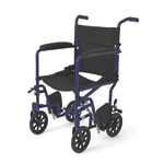 Medline Aluminum Transport Chair, 8in Wheels, Blue