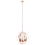 Lalia Home 3-Light Hanging Metal Globe And Clear Glass Ceiling Pendant, 18inW, Rose Gold