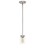 Lalia Home 1-Light Hanging Glass Pendant Fixture, 4-3/4inW, Clear/Brushed Nickel