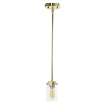 Lalia Home 1-Light Hanging Glass Pendant Fixture, 4-3/4inW, Clear/Gold