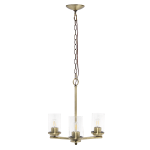 Lalia Home 3-Light Glass And Metal Hanging Pendant Chandelier, 15inW, Clear/Antique Brass