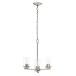 Lalia Home 3-Light Glass And Metal Hanging Pendant Chandelier, 15inW, Clear/Brushed Nickel