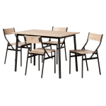 Baxton Studio Carmen 5-Piece Dining Set, Oak Brown/Dark Brown