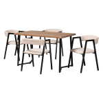 Baxton Studio Delgado 5-Piece Dining Set, Beige/Black