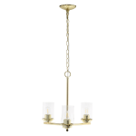 Lalia Home 3-Light Glass And Metal Hanging Pendant Chandelier, 15inW, Clear/Gold