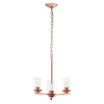 Lalia Home 3-Light Glass And Metal Hanging Pendant Chandelier, 15inW, Clear/Rose Gold