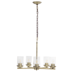 Lalia Home 5-Light Glass And Metal Hanging Pendant Chandelier, 20-1/2inW, Clear Shade/Antique Brass Base