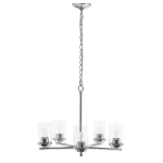 Lalia Home 5-Light Glass And Metal Hanging Pendant Chandelier, 20-1/2inW, Clear Shade/Chrome Base