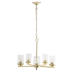 Lalia Home 5-Light Glass And Metal Hanging Pendant Chandelier, 20-1/2inW, Clear Shade/Gold Base