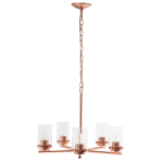 Lalia Home 5-Light Glass And Metal Hanging Pendant Chandelier, 20-1/2inW, Clear Shade/Rose Gold Base