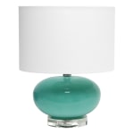 Lalia Home Ovaloid Glass Table Lamp, 15-1/4inH, White Shade/Aqua Base