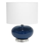 Lalia Home Ovaloid Glass Table Lamp, 15-1/4inH, White Shade/Blue Base